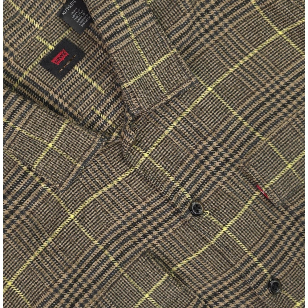 Levi's‎ Shirt Mens XL Brown Plaid Long Sleeve Flannel Button Front Casual Work